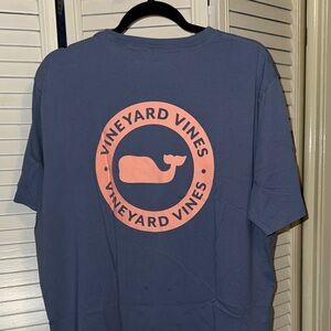 Vineyard Vines Navy Tee with Coral Emblem